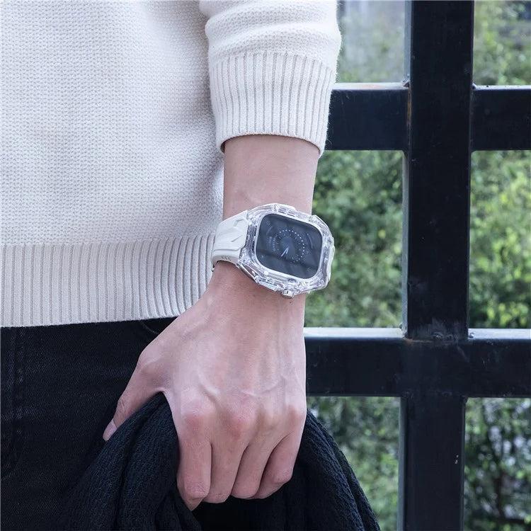 For Apple Watch Series 9 8 7 45mm / 6 5 4 SE (2023) SE (2022) SE 44mm TPU Watch Bands with Hard PC Case