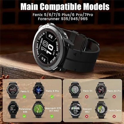 For Garmin Fenix 5 6 7 Instinc Instinc 2 Approach 22mm Soft Genuine Leather Watch Strap