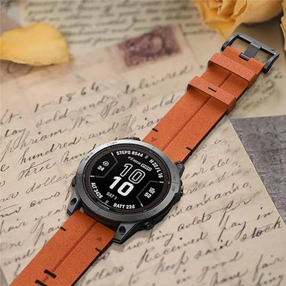 For Garmin Fenix 5 6 7 Instinc Instinc 2 Approach 22mm Soft Genuine Leather Watch Strap