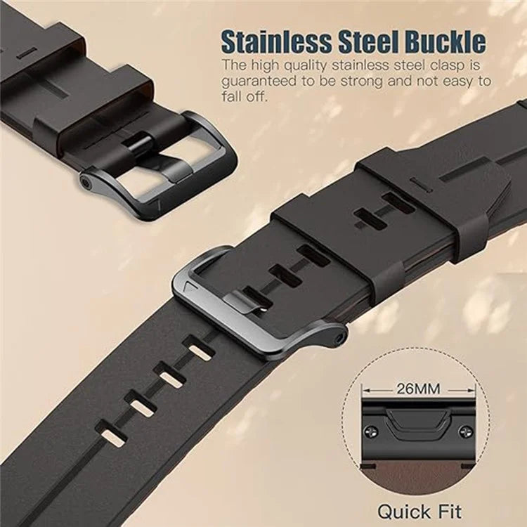 For Garmin Fenix 5X 6X 7X Pro Tactix Delta 26mm Genuine Leather Watch Strap Band Replacement