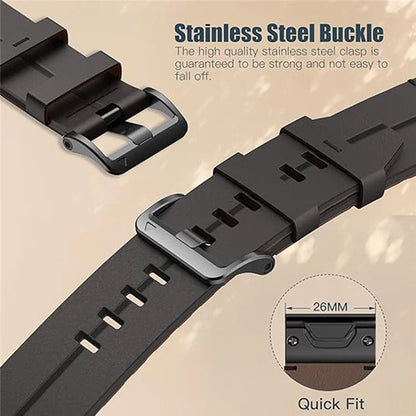 For Garmin Fenix 5X 6X 7X Pro Tactix Delta 26mm Genuine Leather Watch Strap Band Replacement