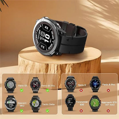 For Garmin Fenix 5X 6X 7X Pro Tactix Delta 26mm Genuine Leather Watch Strap Band Replacement