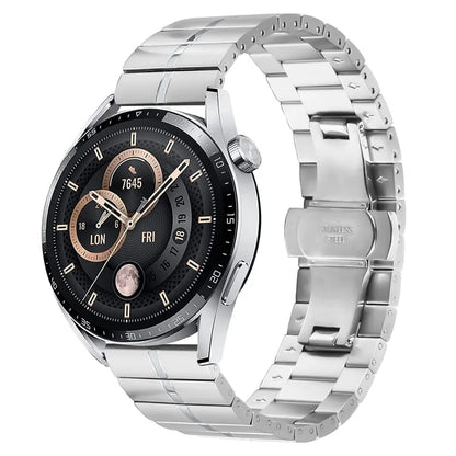 For Garmin Vivoactive 4 Smart Watch Strap Stainless Steel Watch Band with Butterfly Buckle
