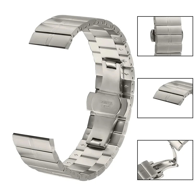 For Imilab KW66 Line Design Stainless Steel Watch Strap Butterfly Buckle Wrist Band