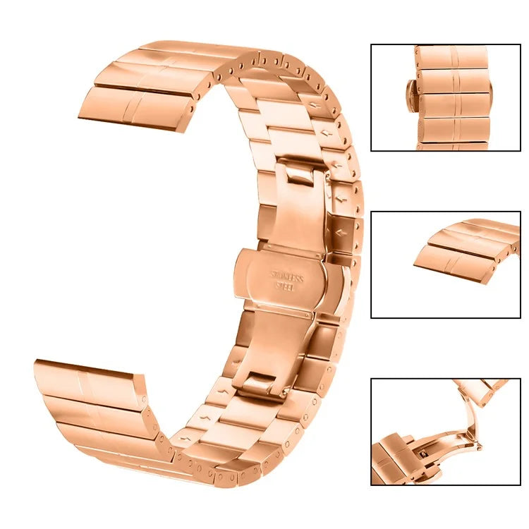 For Haylou RT LS05S Stainless Steel Strap Line Design Smart Watch Replacement Band