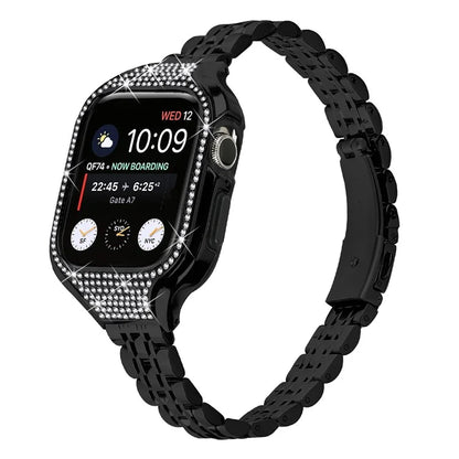For Apple Watch Series 6  /  5  /  4  /  SE (2022)  /  SE (2023)  /  SE 40mm Electroplated 7 Beads Stainless Steel Strap with Watch Case