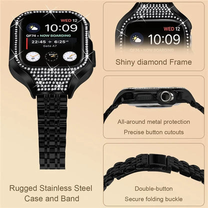 For Apple Watch Series 6  /  5  /  4  /  SE (2022)  /  SE (2023)  /  SE 40mm Electroplated 7 Beads Stainless Steel Strap with Watch Case