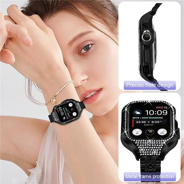 For Apple Watch Series 6  /  5  /  4  /  SE (2022)  /  SE (2023)  /  SE 40mm Electroplated 7 Beads Stainless Steel Strap with Watch Case