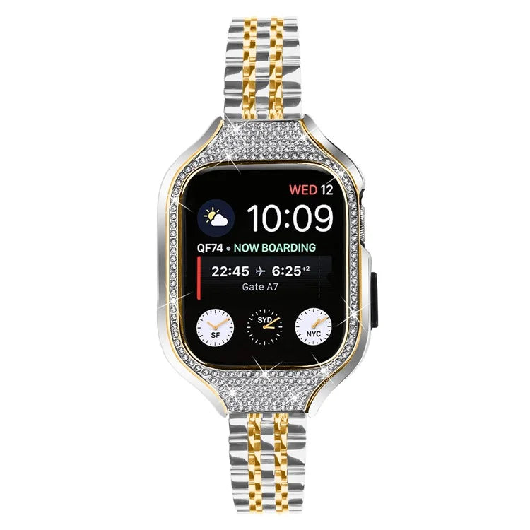 For Apple Watch Series 6  /  5  /  4  /  SE (2022)  /  SE (2023)  /  SE 40mm Electroplated 7 Beads Stainless Steel Strap with Watch Case