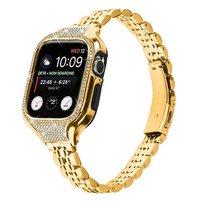 For Apple Watch Series 6  /  5  /  4  /  SE (2022)  /  SE (2023)  /  SE 40mm Electroplated 7 Beads Stainless Steel Strap with Watch Case
