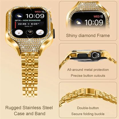 For Apple Watch Series 6  /  5  /  4  /  SE (2022)  /  SE (2023)  /  SE 40mm Electroplated 7 Beads Stainless Steel Strap with Watch Case