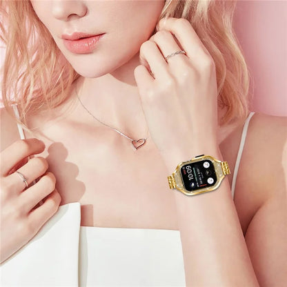 For Apple Watch Series 6  /  5  /  4  /  SE (2022)  /  SE (2023)  /  SE 40mm Electroplated 7 Beads Stainless Steel Strap with Watch Case
