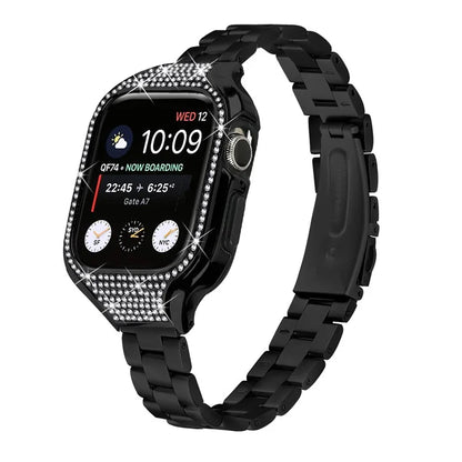 For Apple Watch Series 6  /  5  /  4  /  SE (2022)  /  SE (2023)  /  SE 40mm 3 Beads Stainless Steel Watch Band with Watch Case