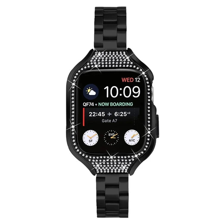 For Apple Watch Series 6  /  5  /  4  /  SE (2022)  /  SE (2023)  /  SE 40mm 3 Beads Stainless Steel Watch Band with Watch Case