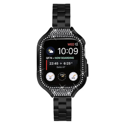 For Apple Watch Series 6  /  5  /  4  /  SE (2022)  /  SE (2023)  /  SE 40mm 3 Beads Stainless Steel Watch Band with Watch Case