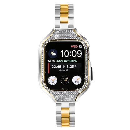 For Apple Watch Series 6  /  5  /  4  /  SE (2022)  /  SE (2023)  /  SE 40mm 3 Beads Stainless Steel Watch Band with Watch Case