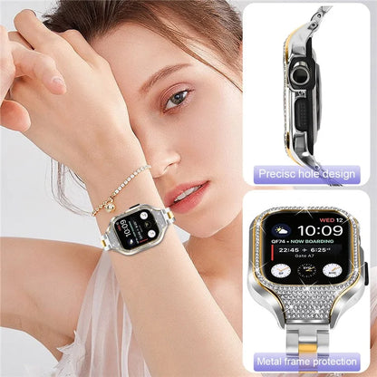 For Apple Watch Series 6  /  5  /  4  /  SE (2022)  /  SE (2023)  /  SE 40mm 3 Beads Stainless Steel Watch Band with Watch Case