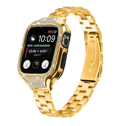 For Apple Watch Series 6  /  5  /  4  /  SE (2022)  /  SE (2023)  /  SE 40mm 3 Beads Stainless Steel Watch Band with Watch Case