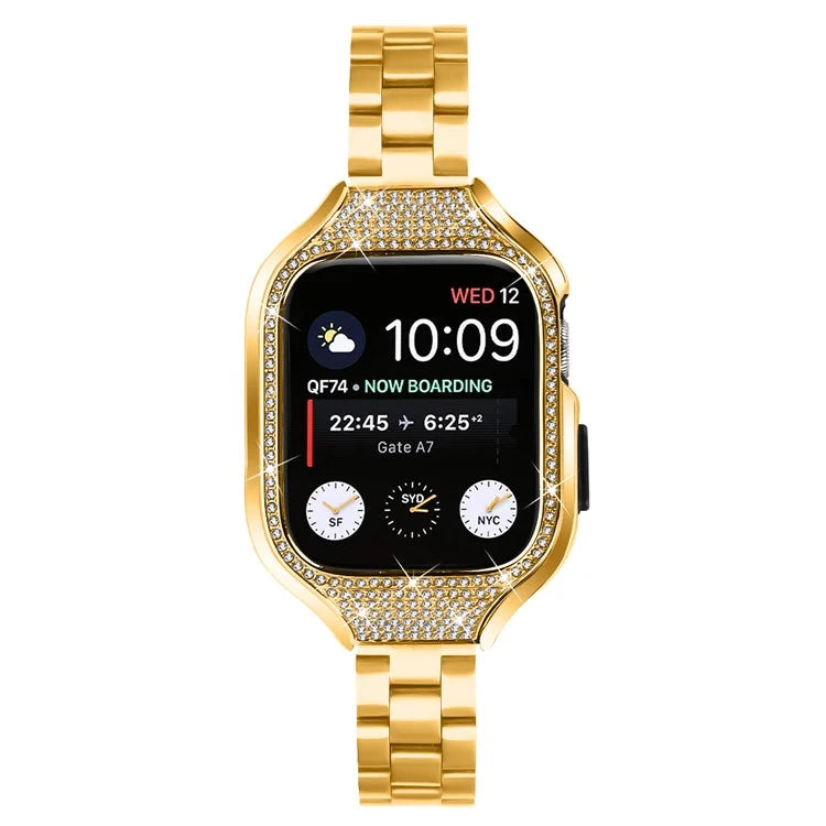 For Apple Watch Series 6  /  5  /  4  /  SE (2022)  /  SE (2023)  /  SE 40mm 3 Beads Stainless Steel Watch Band with Watch Case