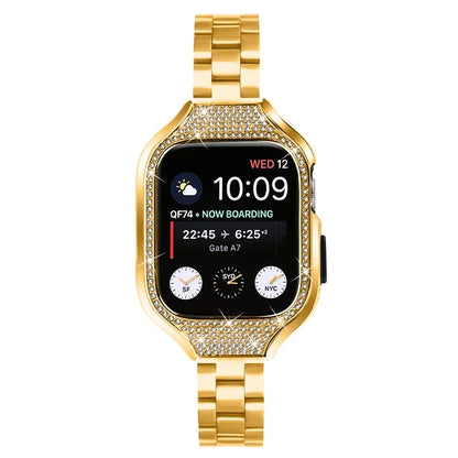 For Apple Watch Series 6  /  5  /  4  /  SE (2022)  /  SE (2023)  /  SE 40mm 3 Beads Stainless Steel Watch Band with Watch Case