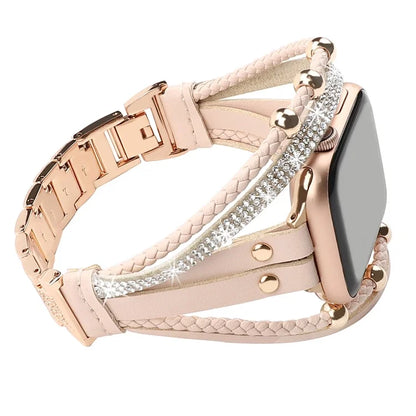 For Apple Watch Series 9 8 7 41mm  /  6 5 4 SE (2022) SE (2023) SE 40mm  /  3 2 1 38mm Watch Strap Braid+Alloy Adjustable Strap