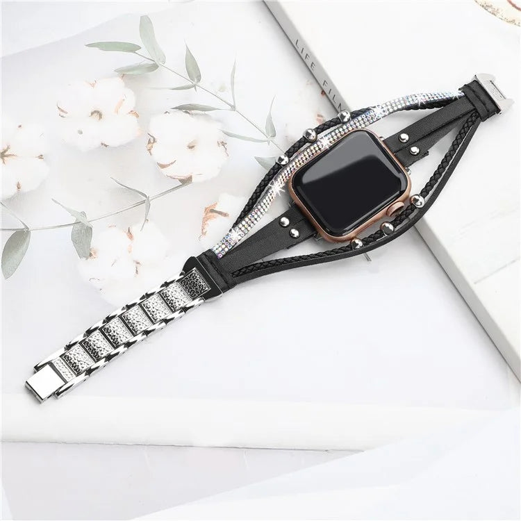 For Apple Watch Series 9 8 7 41mm  /  6 5 4 SE (2022) SE (2023) SE 40mm  /  3 2 1 38mm Watch Strap Braid+Alloy Adjustable Strap
