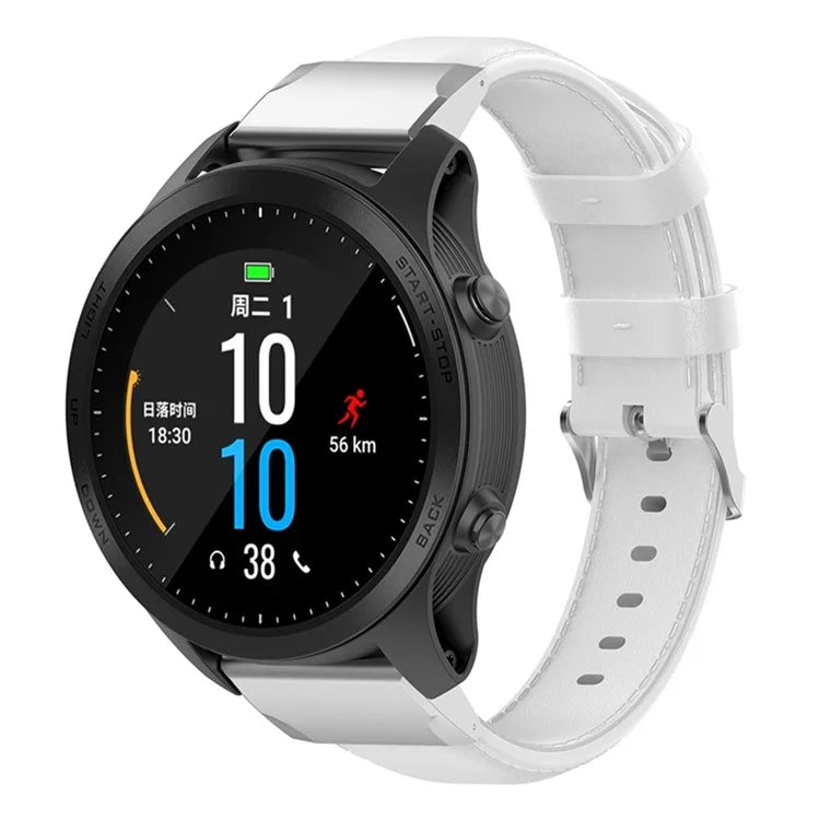 KALEBOL KLB-YLZP-001 For Garmin Fenix 7 / 7 Pro Watch Strap QuickFit 22mm Genuine Cow Leather Band