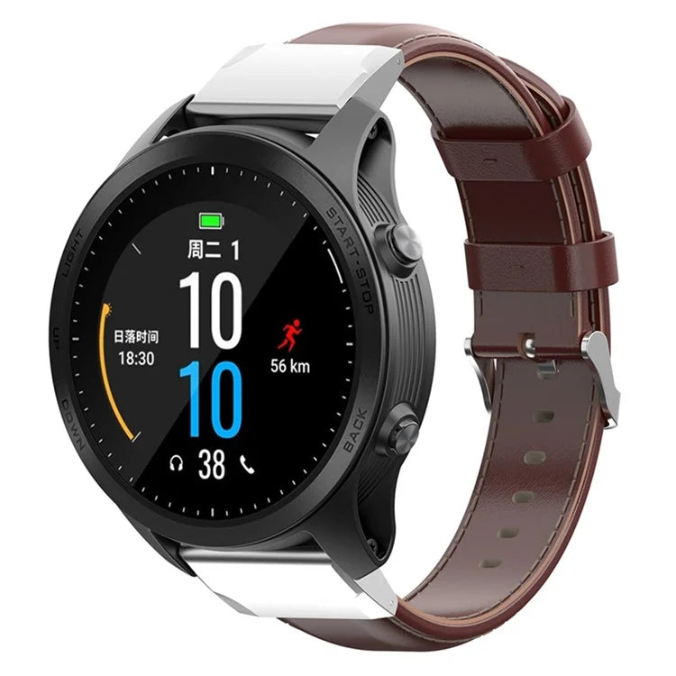 KALEBOL KLB-YLZP-001 For Garmin Fenix 7 / 7 Pro Watch Strap QuickFit 22mm Genuine Cow Leather Band