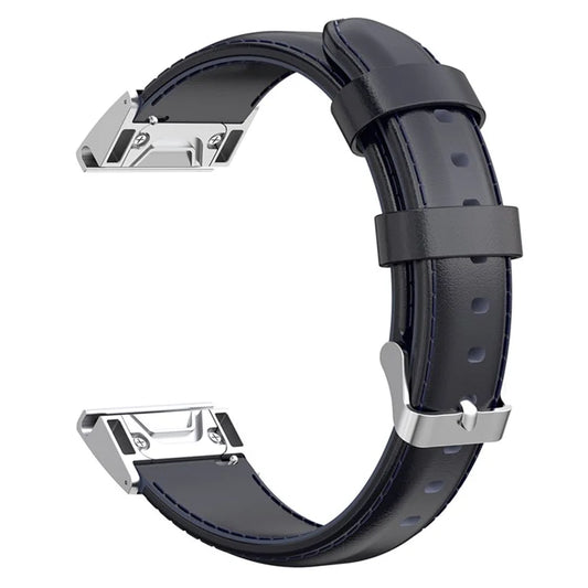 KALEBOL KLB-YLZP-001 For Garmin Fenix 7X  /  7X Pro Strap Replacement QuickFit 26mm Genuine Cow Leather Watchband