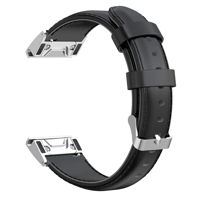 KALEBOL KLB-YLZP-001 For Garmin Fenix 7X  /  7X Pro Strap Replacement QuickFit 26mm Genuine Cow Leather Watchband