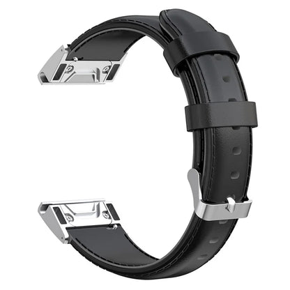 KALEBOL KLB-YLZP-001 For Garmin Fenix 7X  /  7X Pro Strap Replacement QuickFit 26mm Genuine Cow Leather Watchband