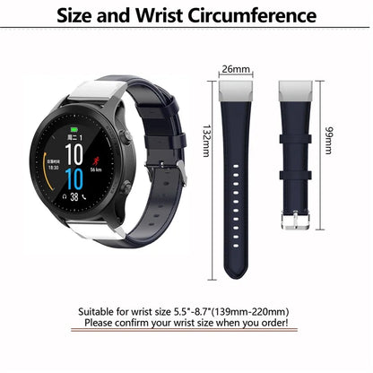 KALEBOL KLB-YLZP-001 For Garmin Fenix 7X  /  7X Pro Strap Replacement QuickFit 26mm Genuine Cow Leather Watchband