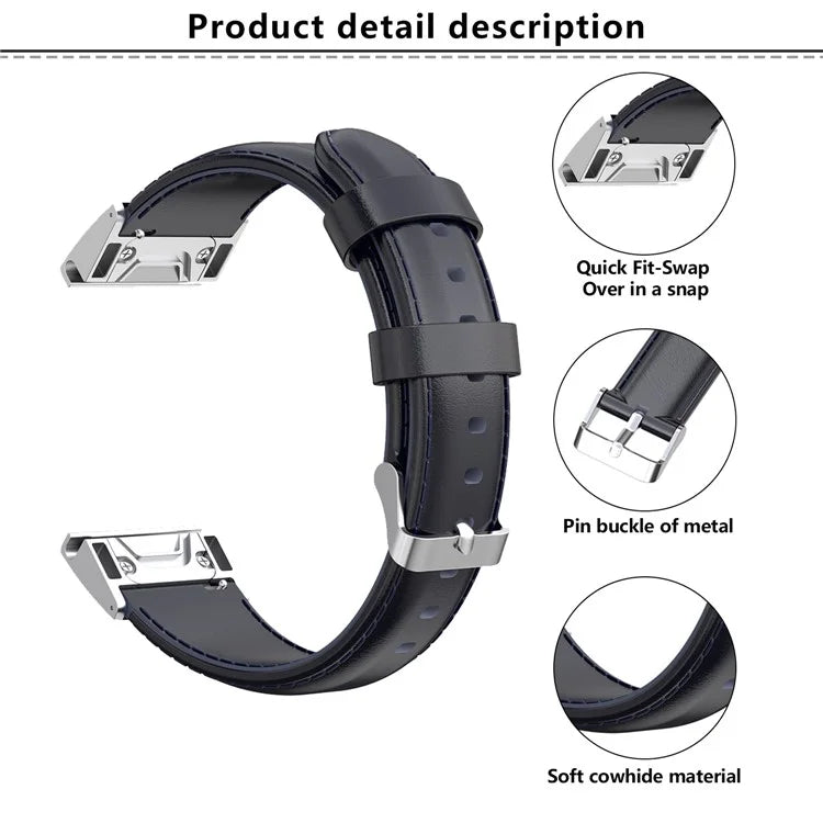 KALEBOL KLB-YLZP-001 For Garmin Instinct 2S / QuickFit Watch Strap 20mm Genuine Cow Leather Band