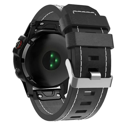 KALEBOL KLB-CXZP-001 For Garmin QuickFit / Fenix 7X / 6X Strap 26mm Genuine Cow Leather Watch Band