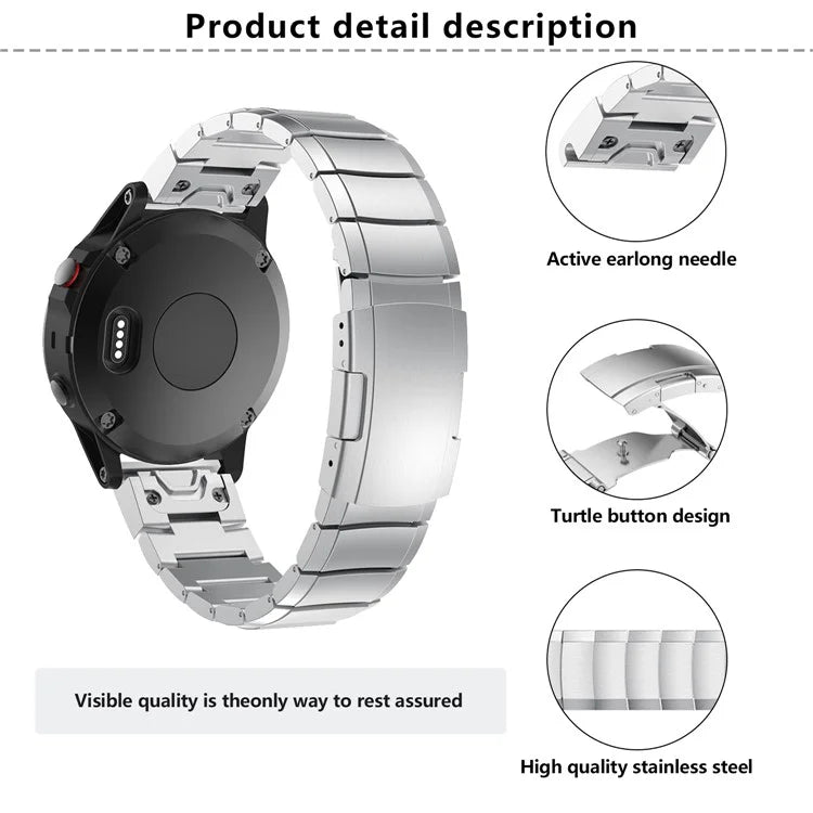 KALEBOL KLB-YZBXG-001 For Garmin Fenix 7 / 7 Pro / QuickFit Stainless Steel Watch Band Replacement Watch Strap