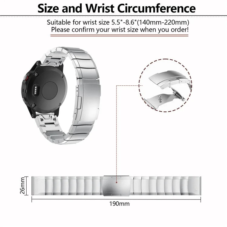 KALEBOL KLB-YZBXG-001 For Garmin Fenix 7X / 7X Pro Metal Watchband 26mm Stainless Steel Watch Strap