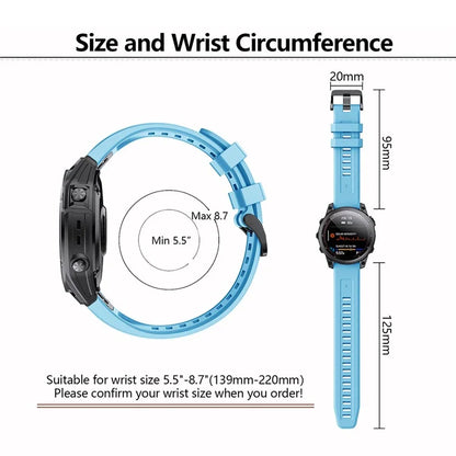 KALEBOLKLB-TXGJ-001 For Garmin Fenix 7S / 7S Pro 20mm Silicone Watch Strap Trapezoidal Holes