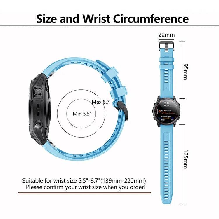KALEBOL KLB-LWGJ-001 For Garmin Fenix 7  /  7 Pro Strap Replacement QuickFit 22mm Silicone Watch Band