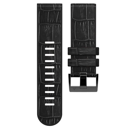 KALEBOL KLB-EYWGJPU-001 For Garmin Fenix 7 / Fenix 7 Pro Watch Band 22mm Crocodile Texture Leather+Silicone Straps