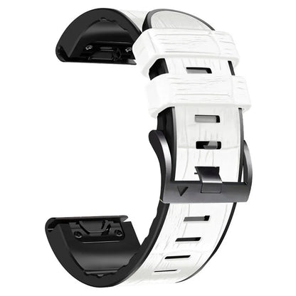 KALEBOL KLB-EYWGJPU-001 For Garmin Fenix 7 / Fenix 7 Pro Watch Band 22mm Crocodile Texture Leather+Silicone Straps