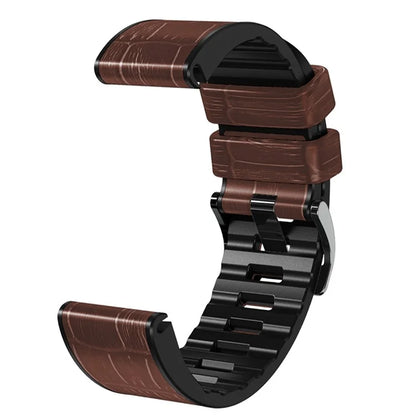 KALEBOL KLB-EYWGJPU-001 For Garmin Fenix 7 / Fenix 7 Pro Watch Band 22mm Crocodile Texture Leather+Silicone Straps
