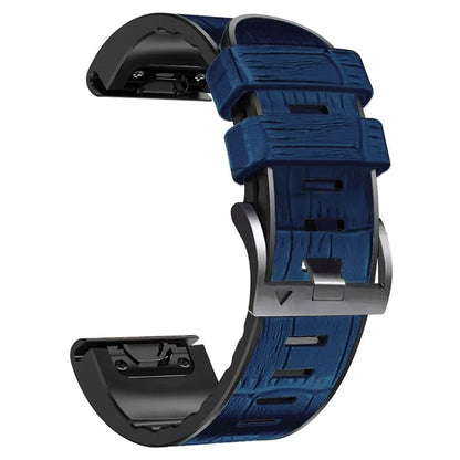 KALEBOL KLB-EYWGJPU-001 For Garmin Fenix 7 / Fenix 7 Pro Watch Band 22mm Crocodile Texture Leather+Silicone Straps