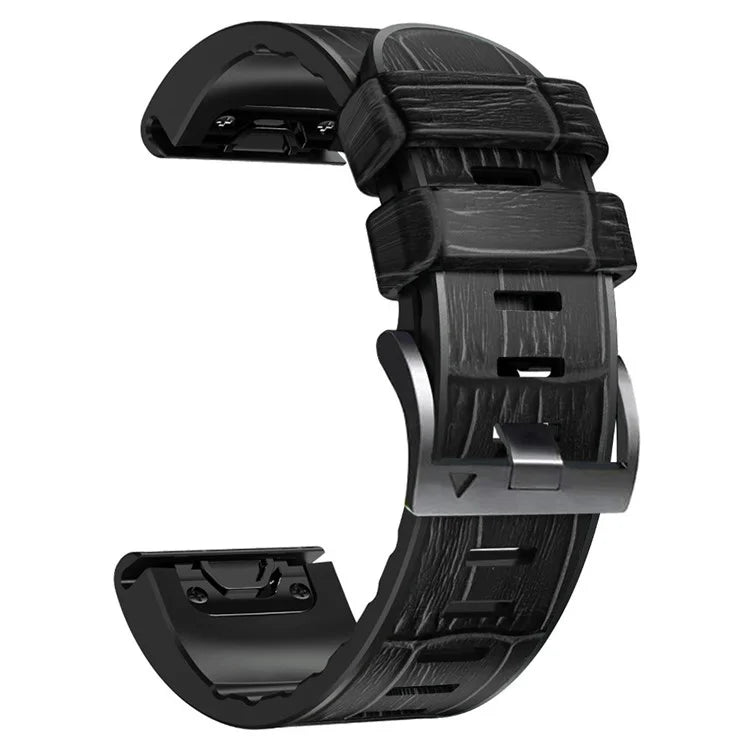 KALEBO KLB-EYWGJPU-001 For Garmin Fenix 6X  /  Fenix 7X  /  Instinct 2X Wrist Watch Band QuickFit 26mm Crocodile Texture Strap