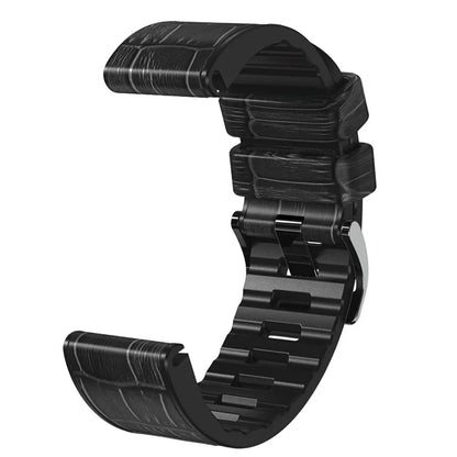 KALEBO KLB-EYWGJPU-001 For Garmin Fenix 6X  /  Fenix 7X  /  Instinct 2X Wrist Watch Band QuickFit 26mm Crocodile Texture Strap