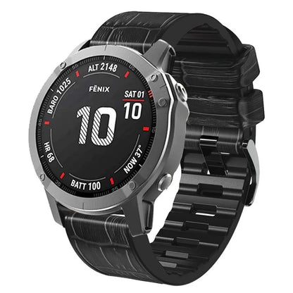 KALEBO KLB-EYWGJPU-001 For Garmin Fenix 6X  /  Fenix 7X  /  Instinct 2X Wrist Watch Band QuickFit 26mm Crocodile Texture Strap