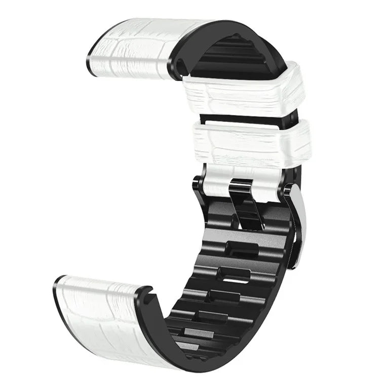 KALEBO KLB-EYWGJPU-001 For Garmin Fenix 6X  /  Fenix 7X  /  Instinct 2X Wrist Watch Band QuickFit 26mm Crocodile Texture Strap