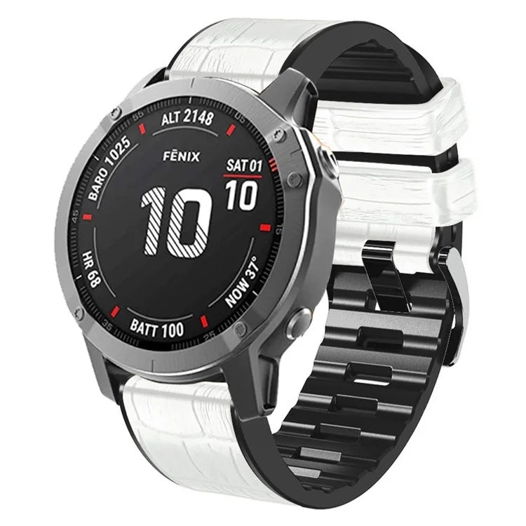 KALEBO KLB-EYWGJPU-001 For Garmin Fenix 6X  /  Fenix 7X  /  Instinct 2X Wrist Watch Band QuickFit 26mm Crocodile Texture Strap