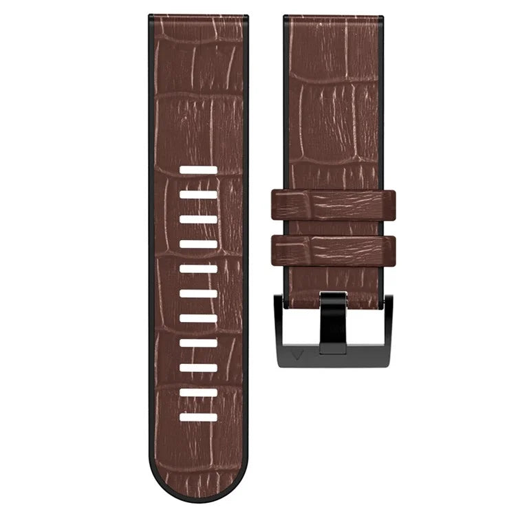 KALEBO KLB-EYWGJPU-001 For Garmin Fenix 6X  /  Fenix 7X  /  Instinct 2X Wrist Watch Band QuickFit 26mm Crocodile Texture Strap