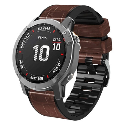 KALEBO KLB-EYWGJPU-001 For Garmin Fenix 6X  /  Fenix 7X  /  Instinct 2X Wrist Watch Band QuickFit 26mm Crocodile Texture Strap