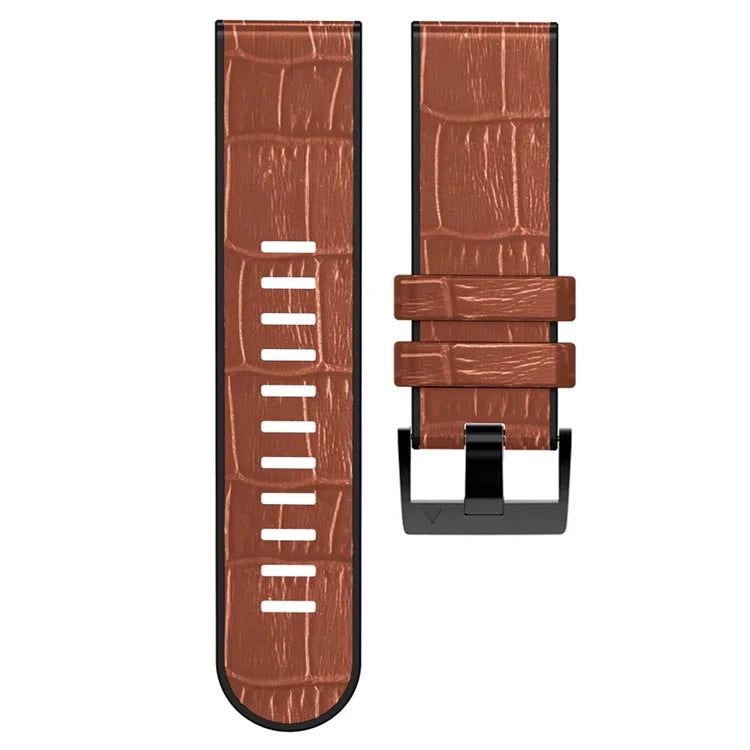 KALEBO KLB-EYWGJPU-001 For Garmin Fenix 6X  /  Fenix 7X  /  Instinct 2X Wrist Watch Band QuickFit 26mm Crocodile Texture Strap